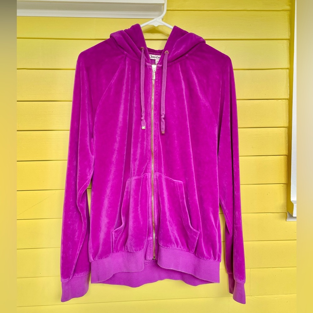 Juicy Couture Magenta Velour Hoodie, EUC, XL, Super Soft & Cozy, Authentic!